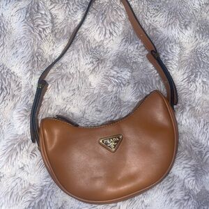 Brown Faux Leather Shoulder Bag